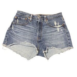 Levi’s 501 Distressed Cut Off Shorts Button Fly Medium Wash W30